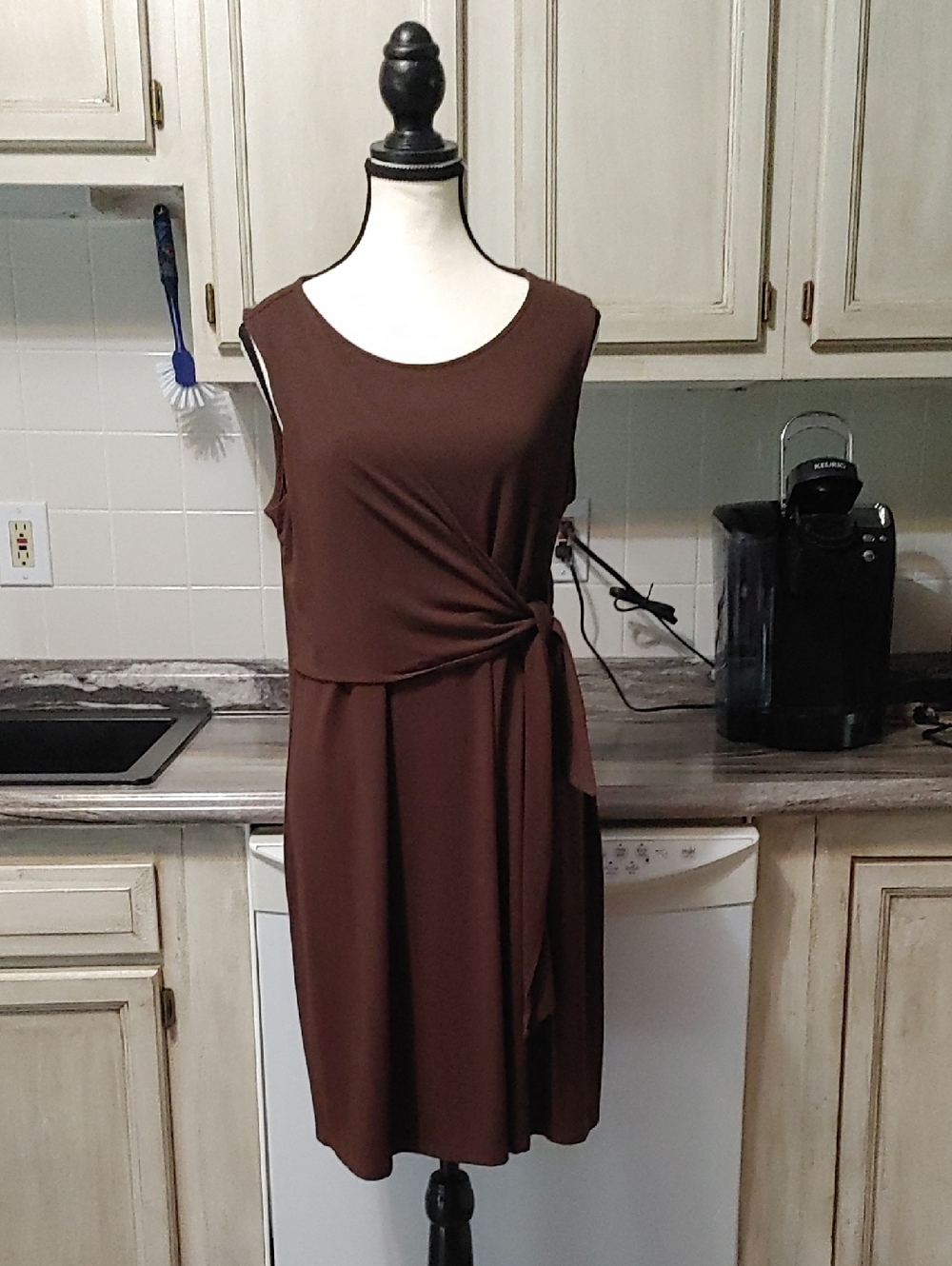 J. Jill Chocolate Brown Sleeveless Tie-Front Midi Dress